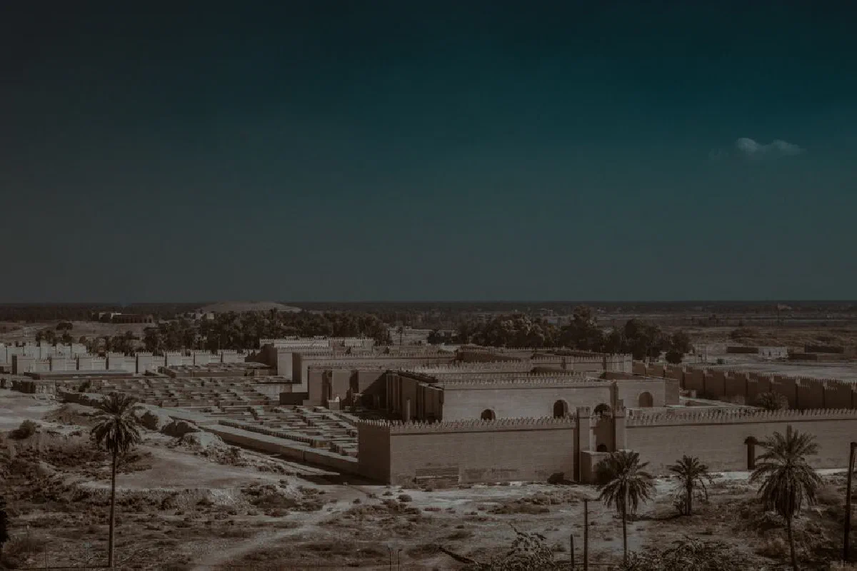Explore the historic ruins of ancient Babylon under the expansive Iraqi sky.