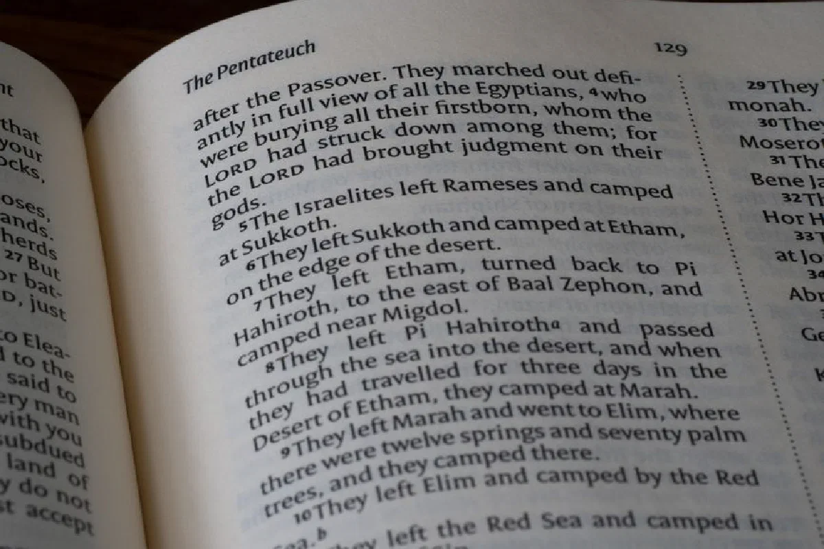 Close-up image of an open Bible page displaying text from the Book of Numbers with focus on scripture.