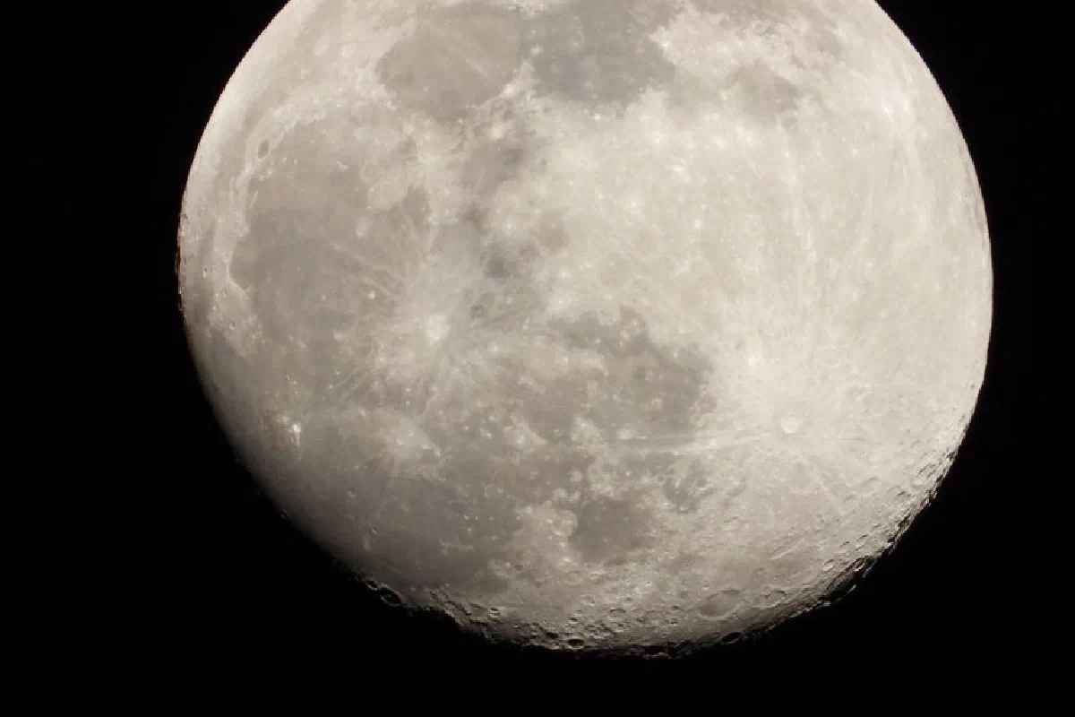 Detailed close-up of the moon highlighting its craters against a dark night sky.