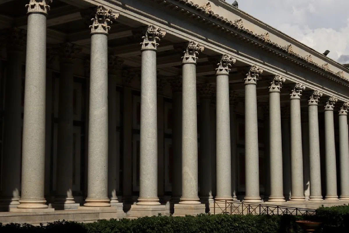 Sophisticated architectural design featuring a classical colonnade and ornate columns.