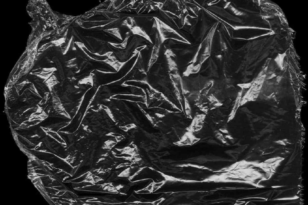 High-resolution image of crumpled plastic wrap showcasing texture and detail.