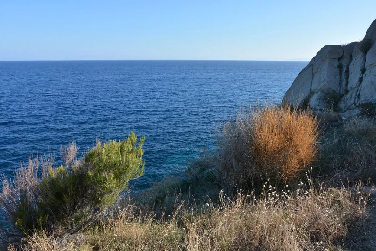 Beautiful coastal landscape with rugged cliffs and vast ocean view.