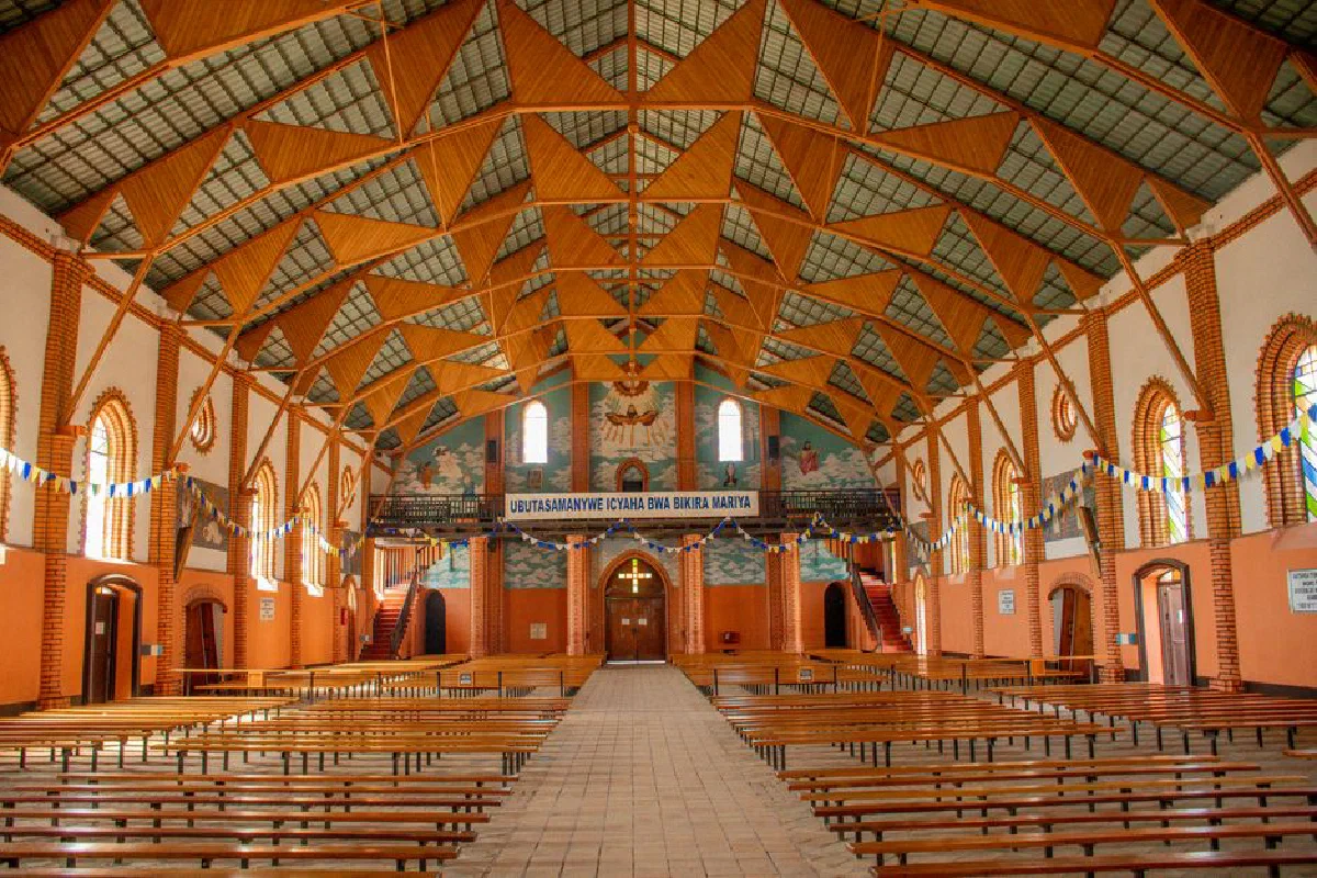 Captivating view of a vibrant church interior in Southern Province, Rwanda.