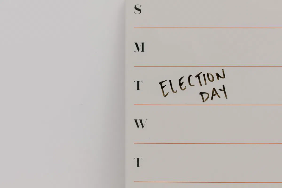 Minimalist calendar with Election Day marked, highlighting important dates.