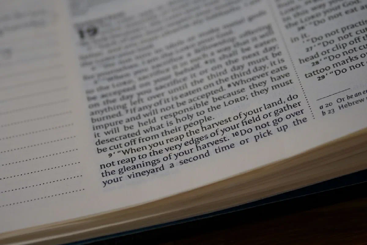 Macro shot of a Bible page focusing on Leviticus text, ideal for study and devotion themes.