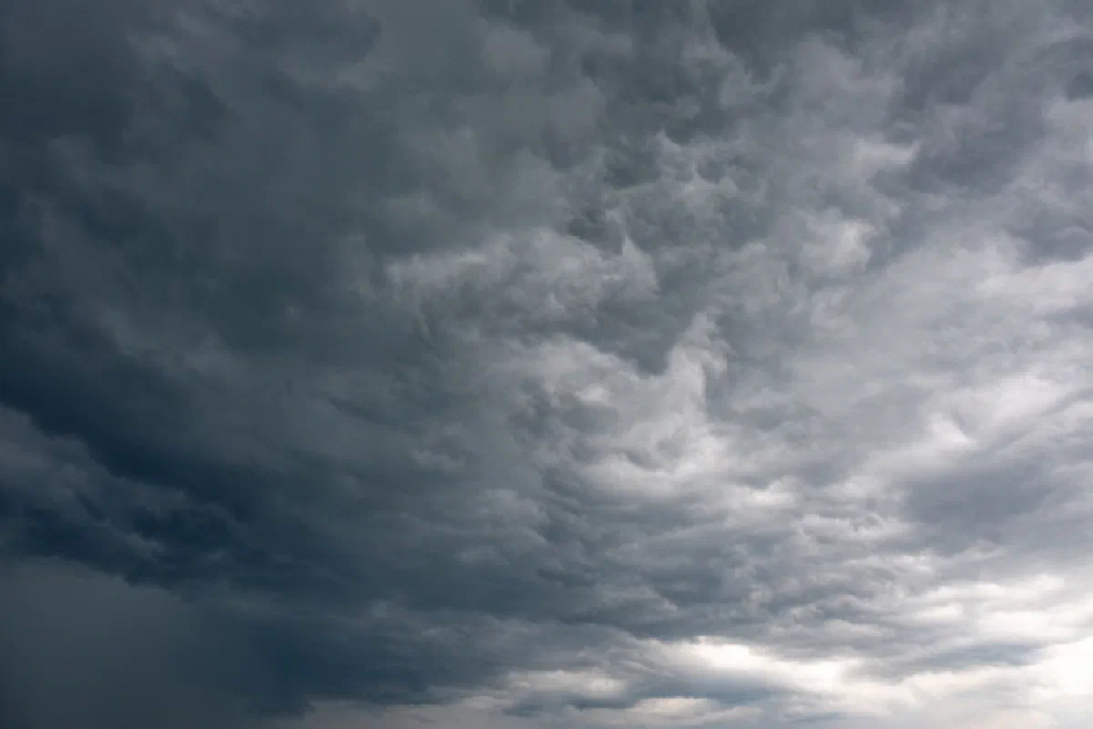 Moody dark clouds forming over Garešnica, Croatia creating a dramatic sky scene.
