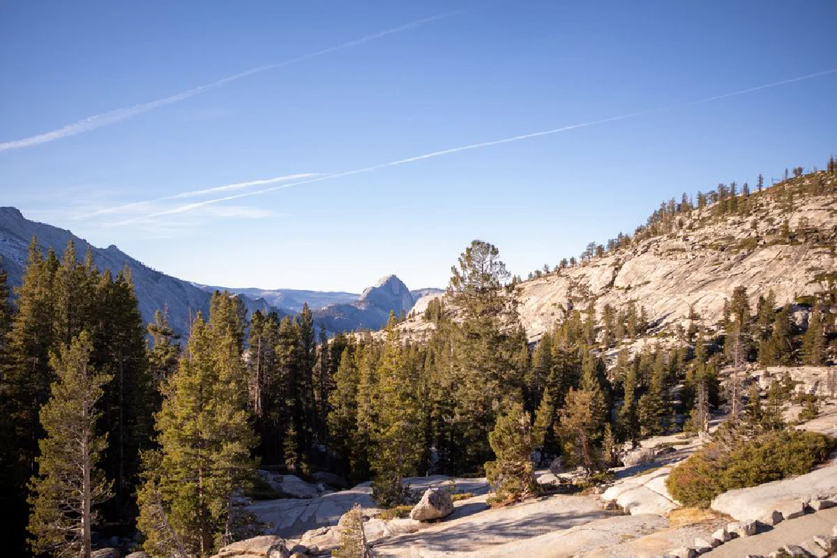 Breathtaking view of Half Dome at Yosemite National Park in California. Captured on a clear day.